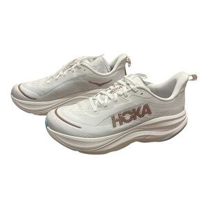 Hoka One One Skyflow Women’s 10 Running Shoes Frost White Rose Gold